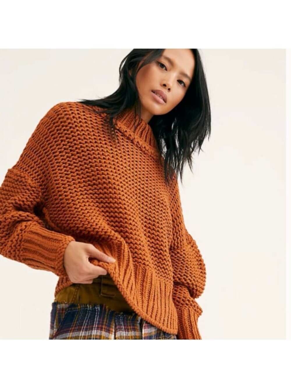 NWT Free People My Only Sunshine Cowl Neck Sweater in Tuscan Earth